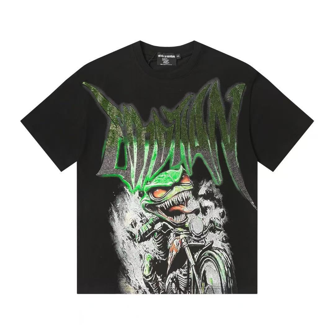 MIXED EMOTION Motorcycle Graffiti Graphic T-Shirt