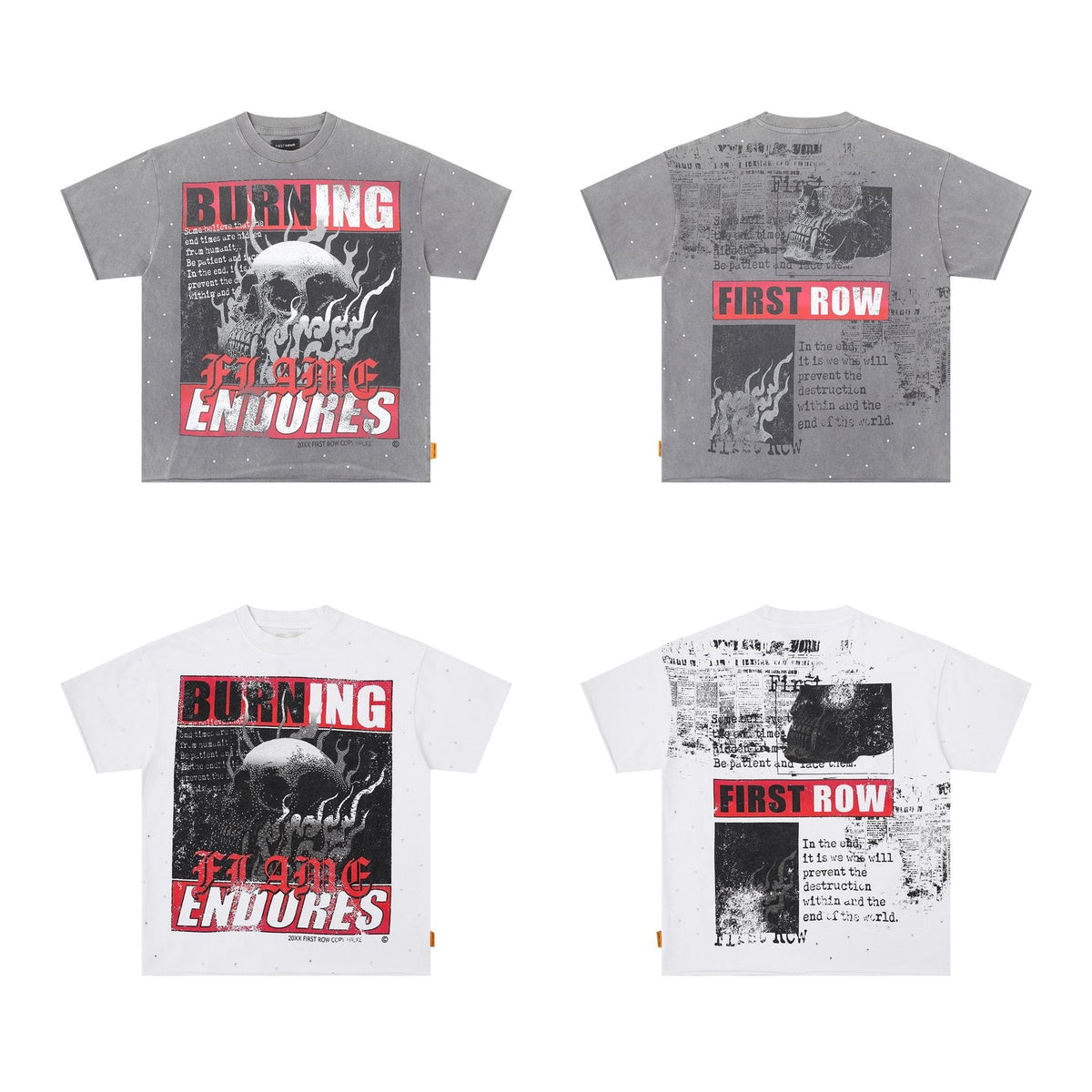 FIRST ROW Burning Flames Cropped Graphic T-Shirt