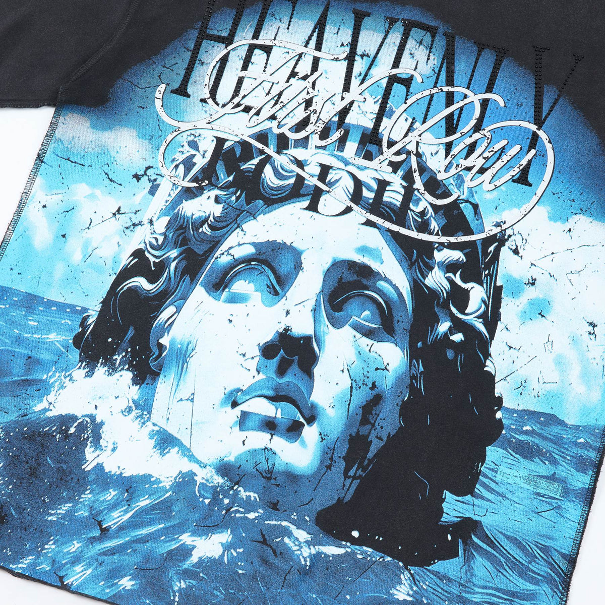 FIRST ROW Distressed Rhinestone Graphic T-Shirt