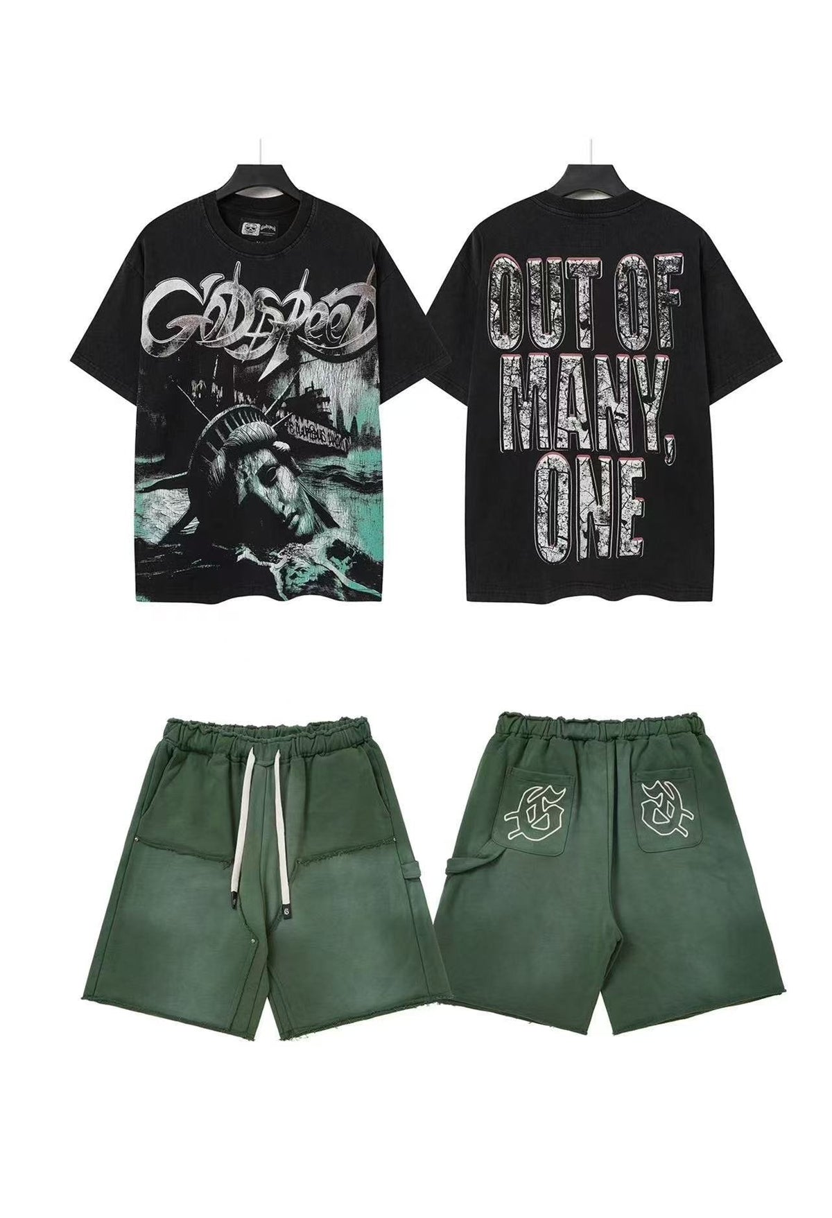 Godspeed Out Of Many Graphic T-Shirt & Shorts Set