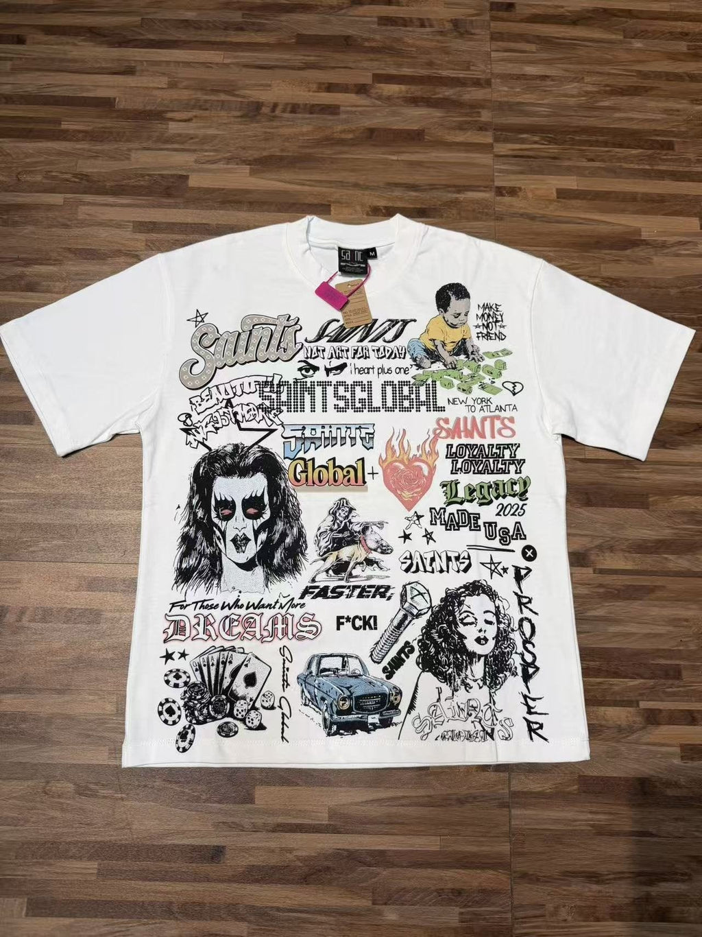 SAINT White Collage Graphic Short-Sleeve T-Shirt