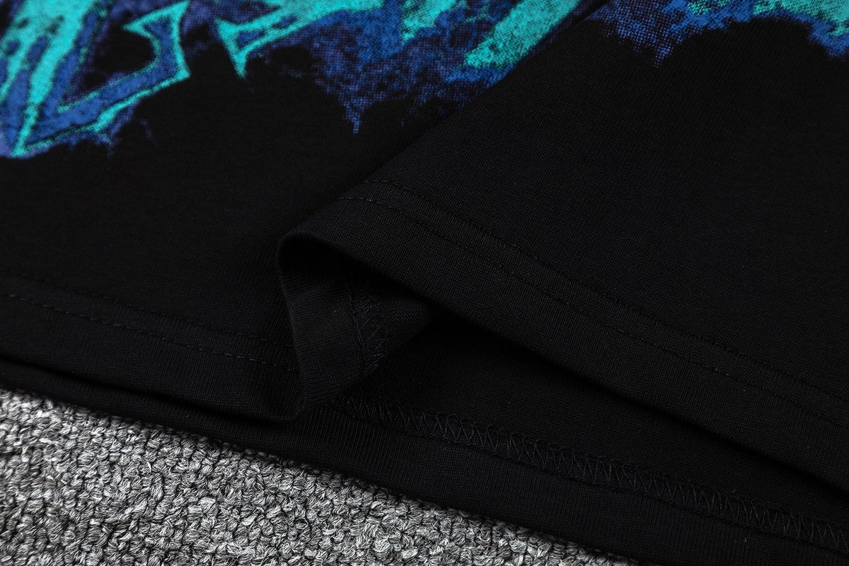 GUAPI Blue Graphic Black T-Shirt