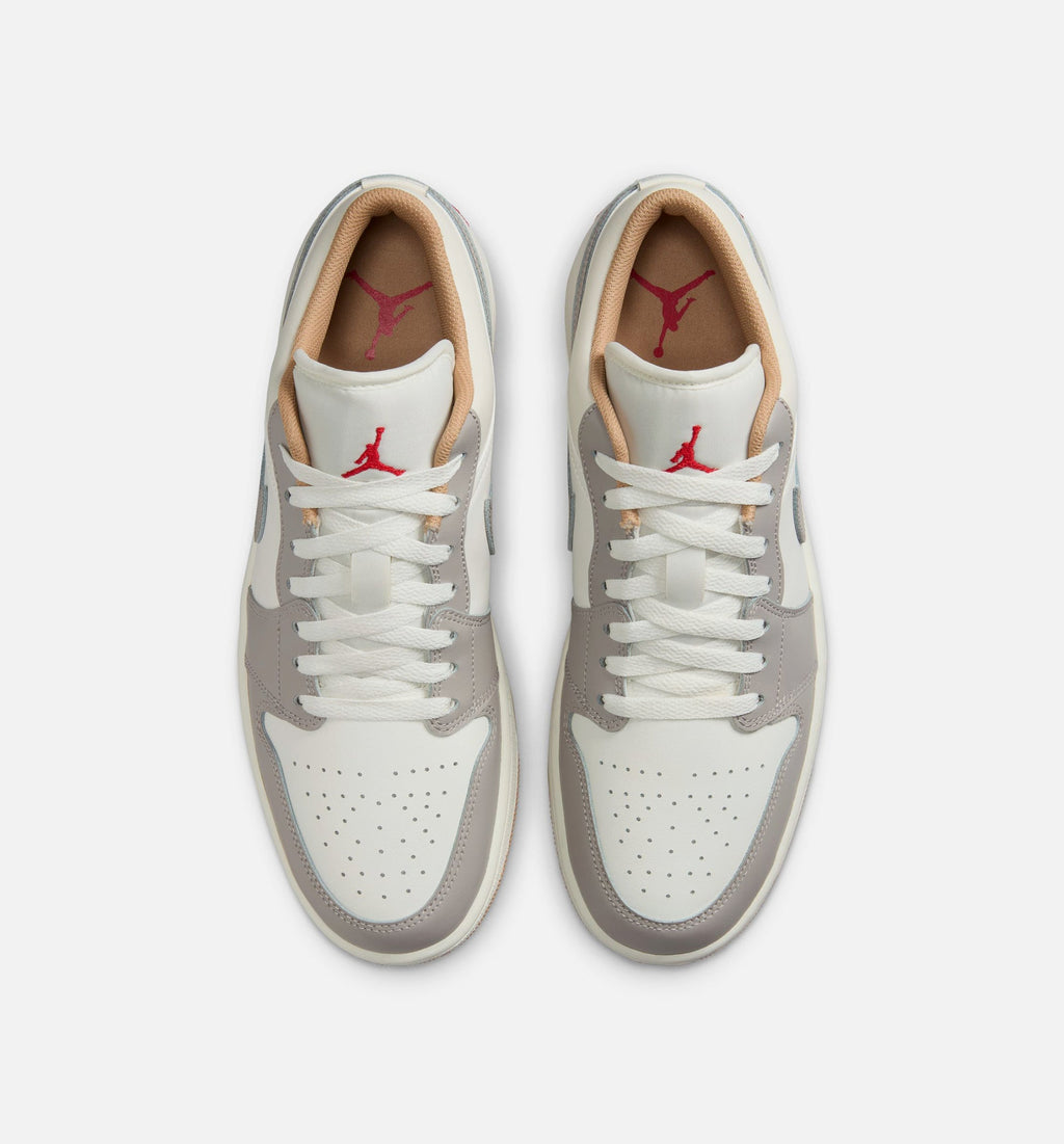 Air Jordan 1 Low Men's Lifestyle Shoes - Sail/Fire Red/College Grey/Hemp