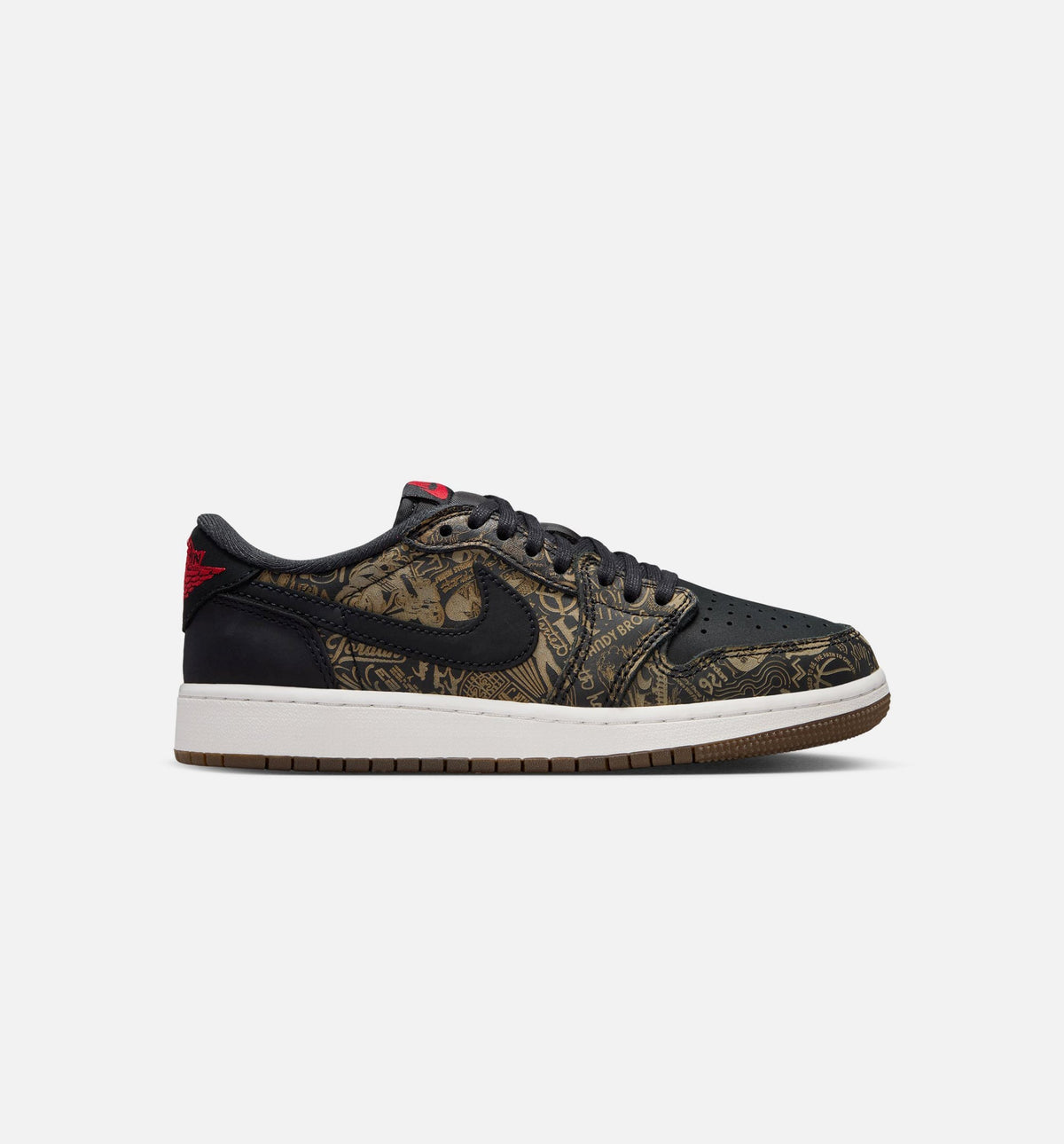 Air Jordan 1 Retro Low OG Laser Black and Varsity Red | Grade School Lifestyle Shoe | Black/Varsity Red/Summit White