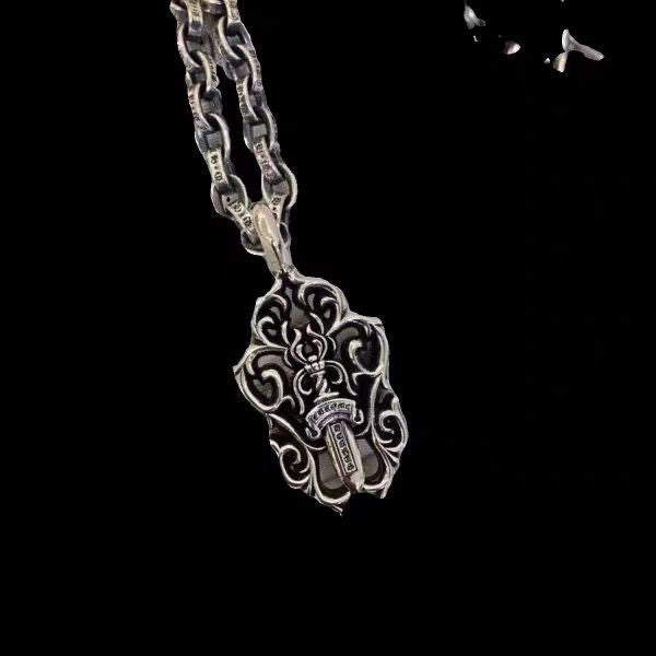 Chrome Hearts s925 sterling silver flame holy sword necklace