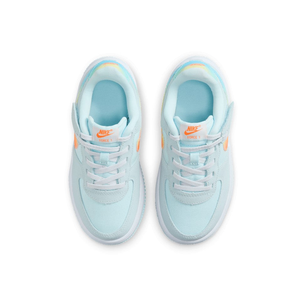 Little Kid's Nike Force 1 Low EasyOn Glacier Bl/Total Orng (HF4783 474)