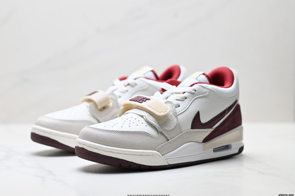 Jordan Legacy 312 Low White Burgundy Red Sneakers