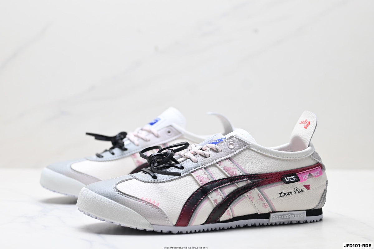 Onitsuka Tiger Retro Low Top White Black Burgundy Unisex Shoes Style 27