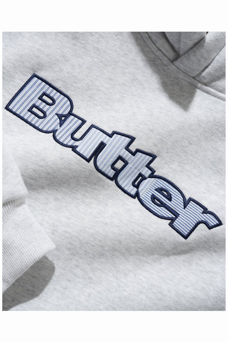 BUTTER STRIPE LOGO PULLOVER HOODIE Ash Heather
