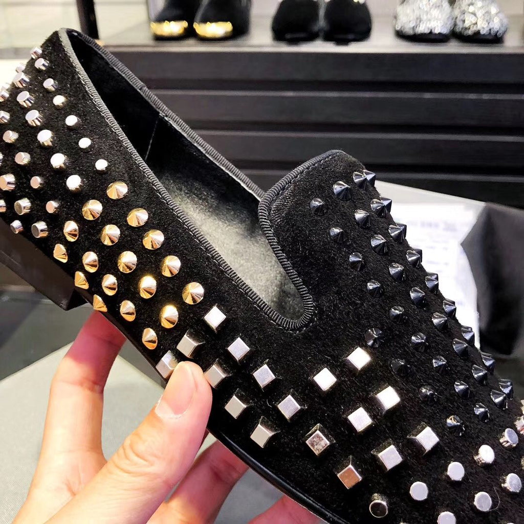 Giuseppe Zanotti Black Studded Slip-On Shoes