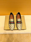 Gucci Beige Monogram Stripe Loafers