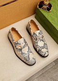 Gucci Snakeskin-Pattern Loafers - Beige and Gray Snakeskin