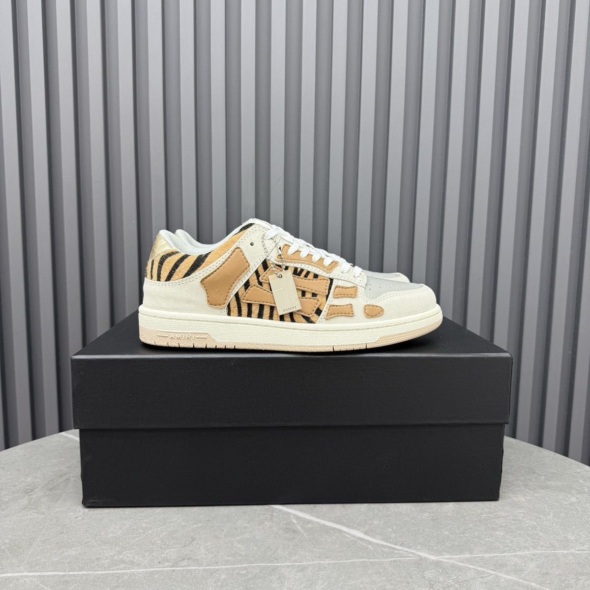 Amiri Tan Patterned Panel Sneakers
