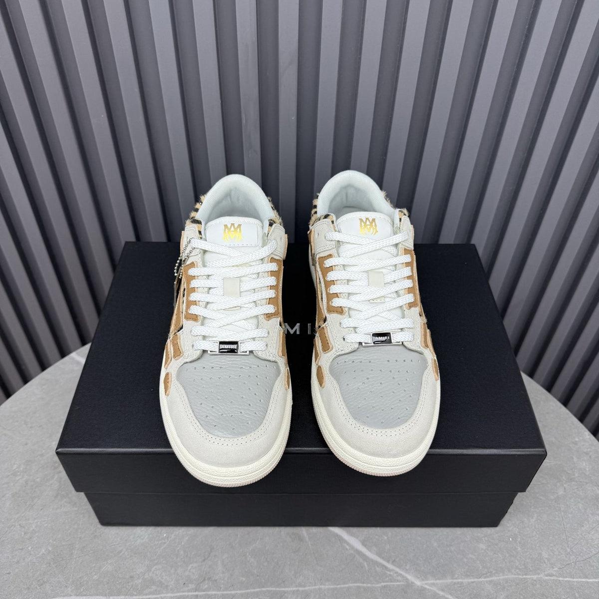Amiri Tan Patterned Panel Sneakers
