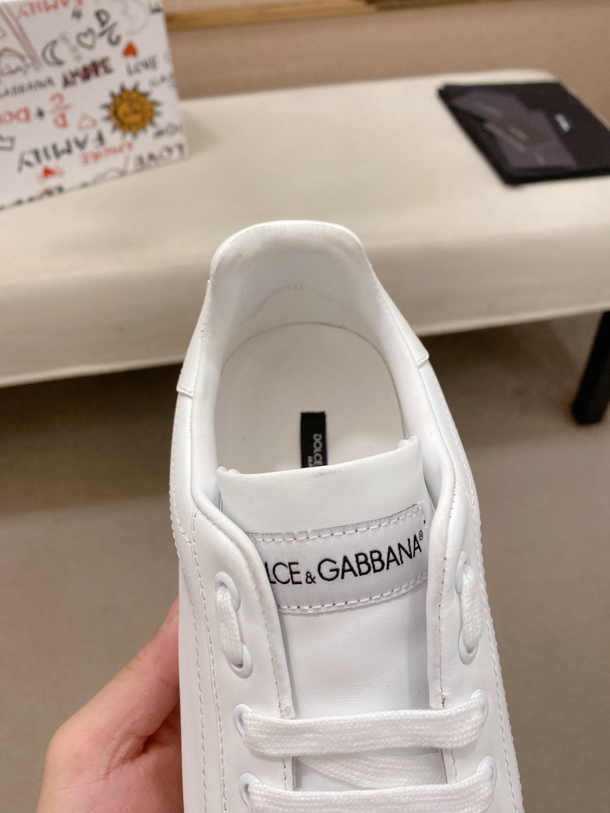 Dolce & Gabbana White Lace-Up Low-Top Sneakers
