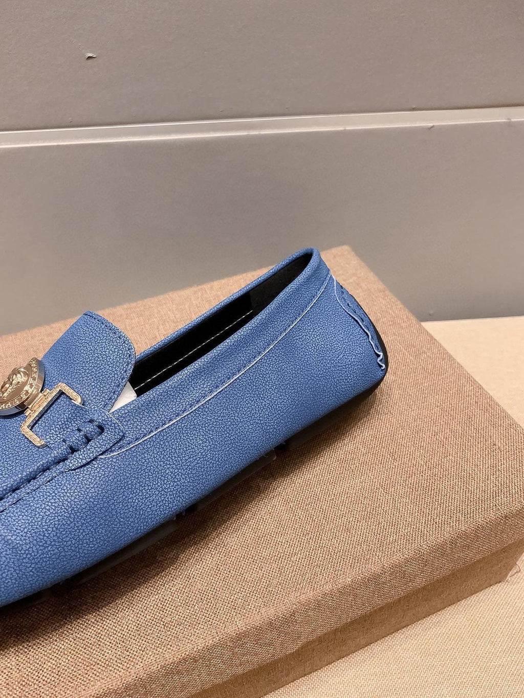 Versace Blue Gold-Hardware Loafers
