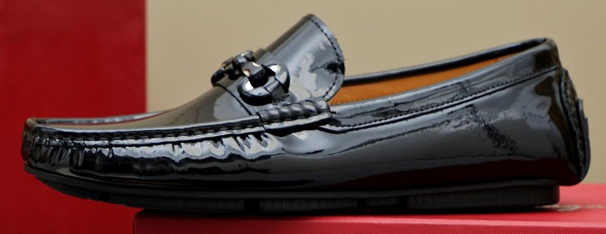 Ferragamo Men's Black Metal Bit Loafers
