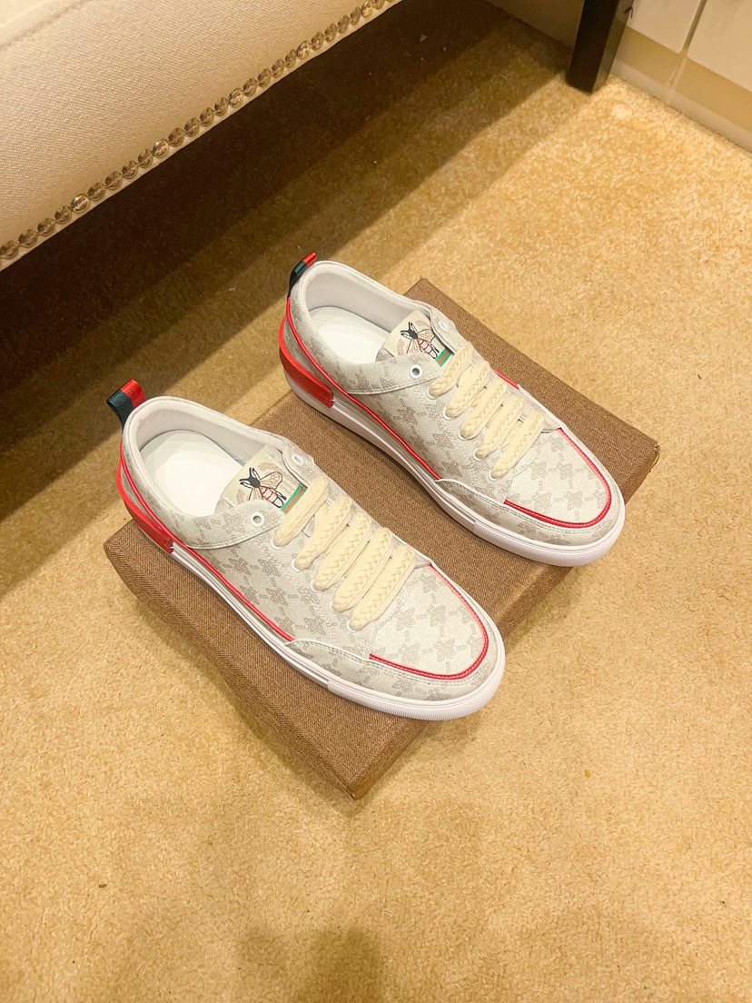 Cream Patterned Low-Top Sneakers