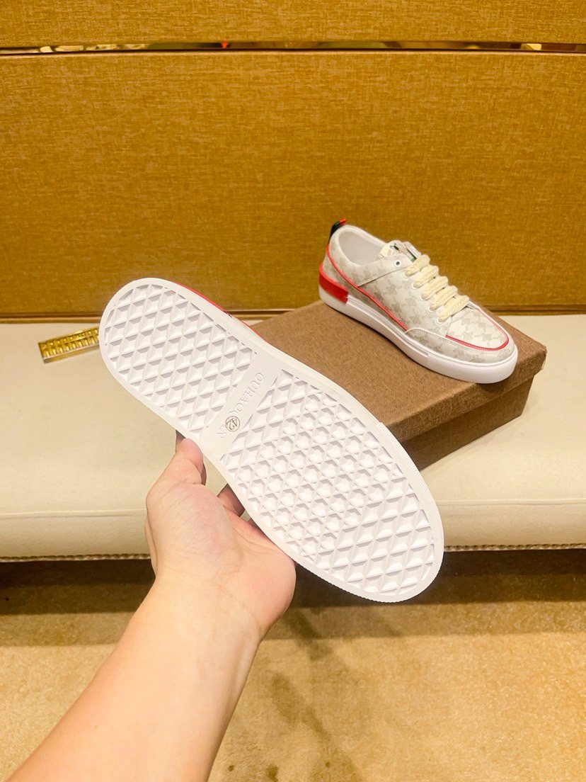 Cream Patterned Low-Top Sneakers