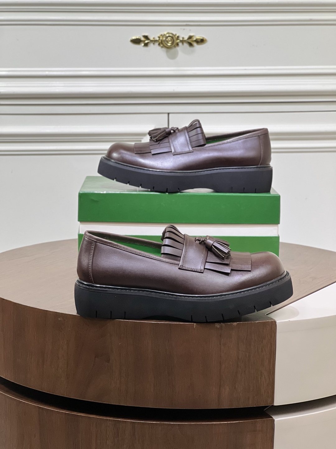 Bottega Veneta Men’s Tassel Lug Sole Loafers