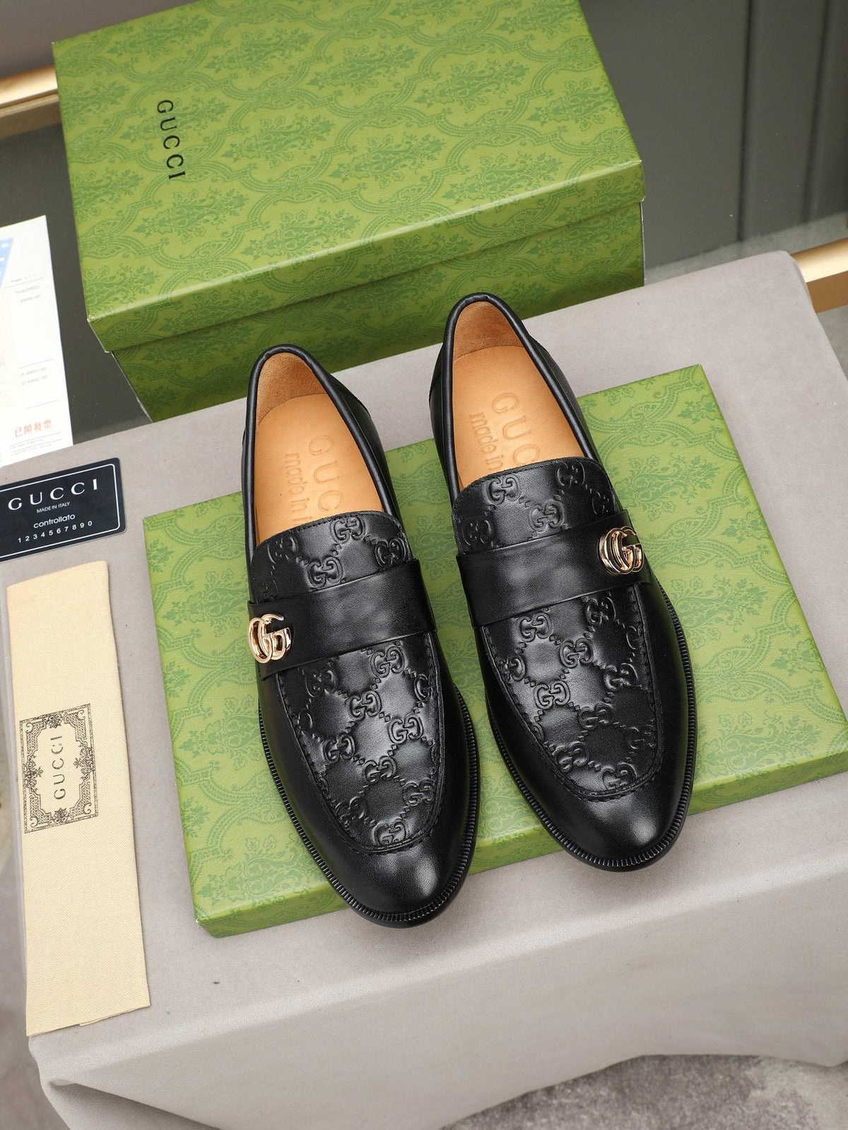 Gucci Black Logo Hardware Loafers