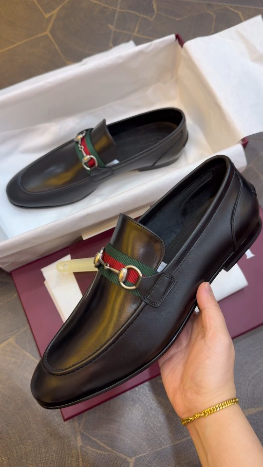 Gucci Men's Black Web Horsebit Loafers