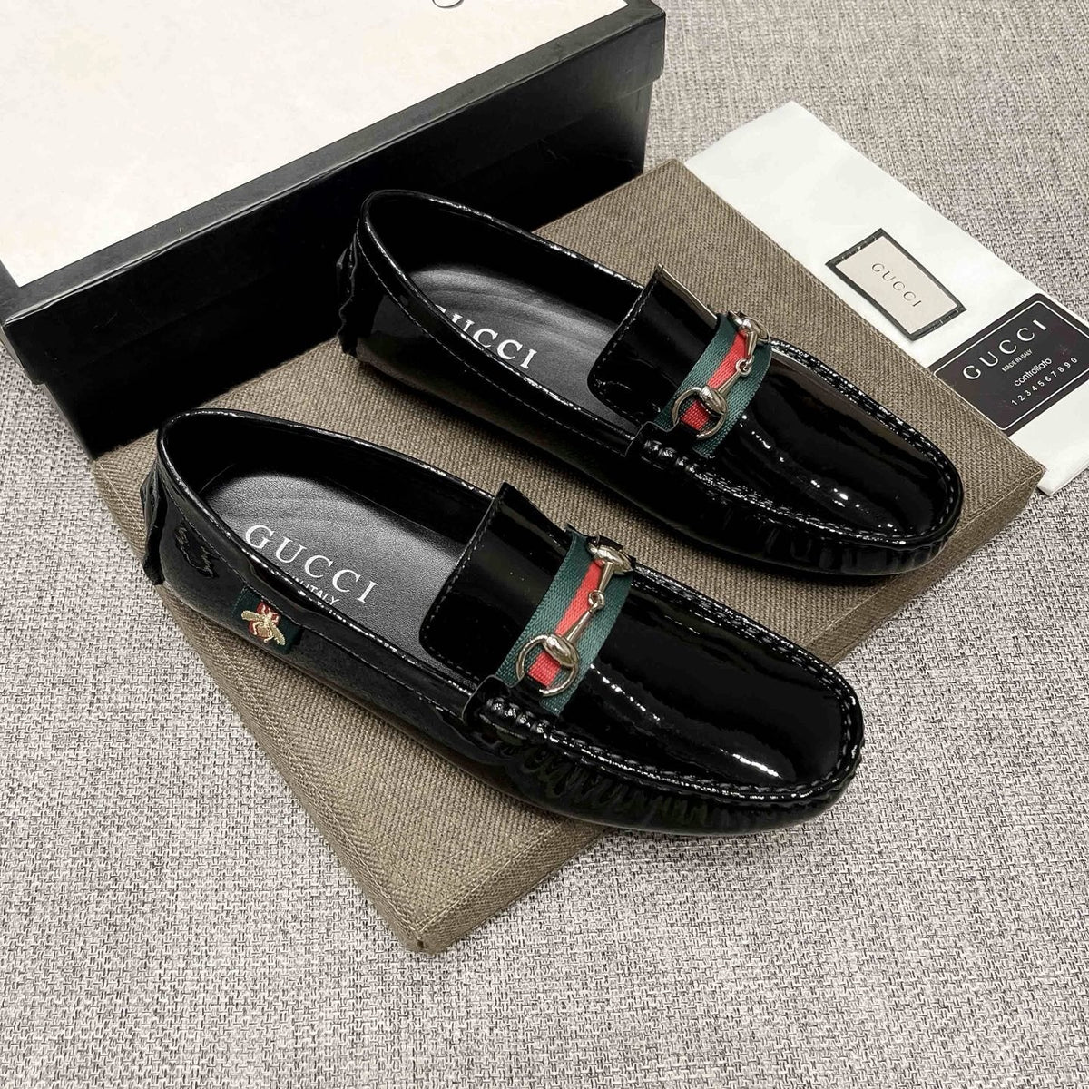 Gucci Web Stripe Loafers - Moc-Toe Stitching