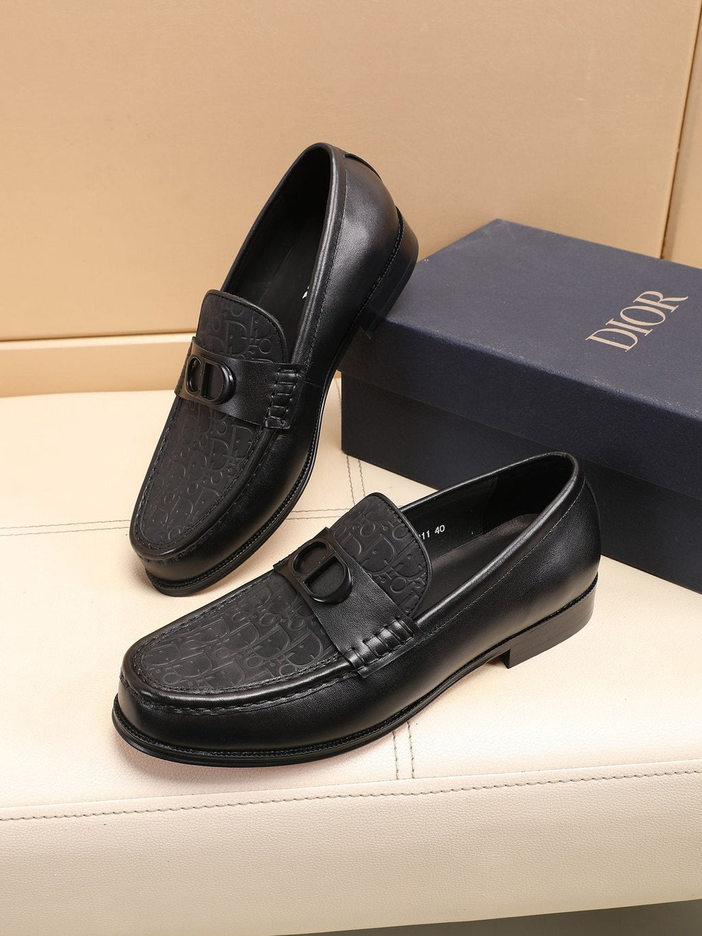 Dior Textured Buckle Loafers
