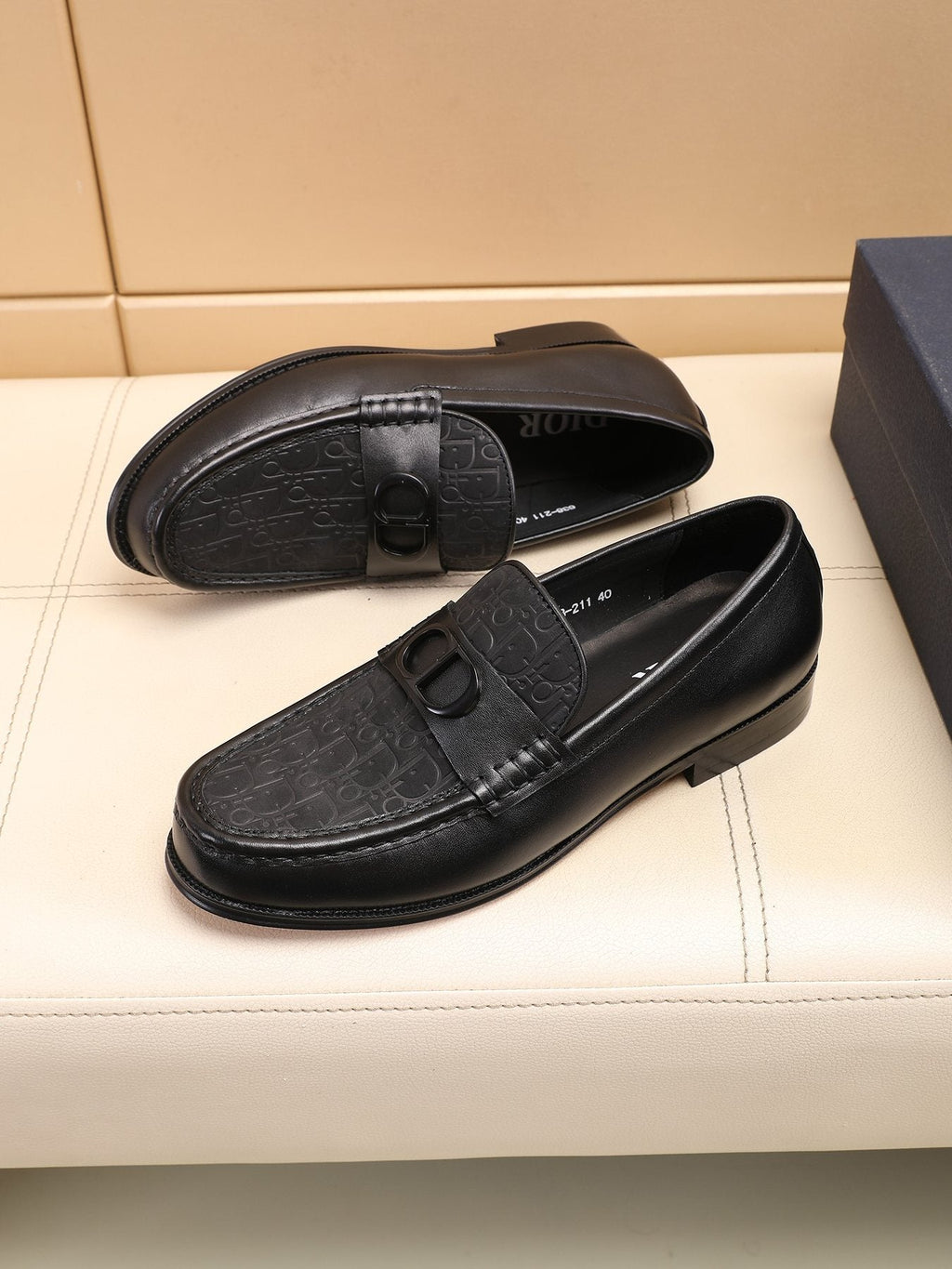 Dior Textured Buckle Loafers