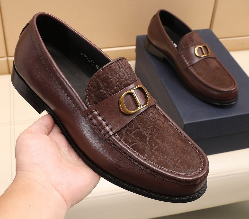 Dior Textured Buckle Loafers