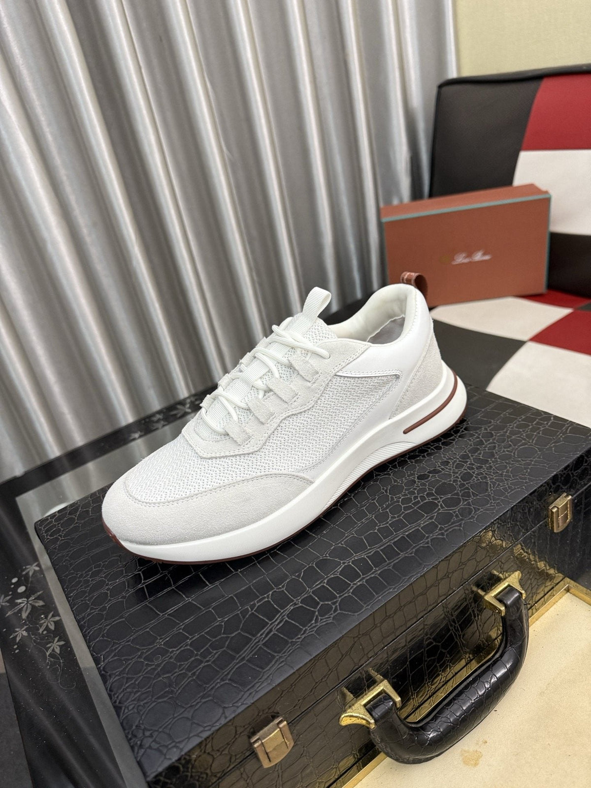 Textured Lace-Up Low-Top Sneakers