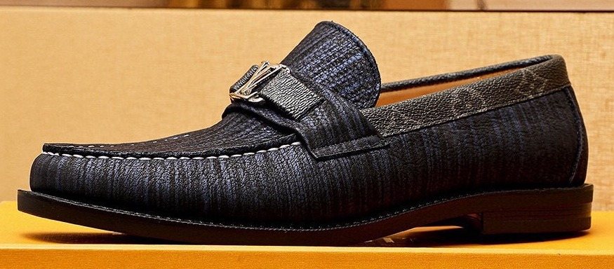 Louis Vuitton Black Textured Loafers - Rubber Outsole