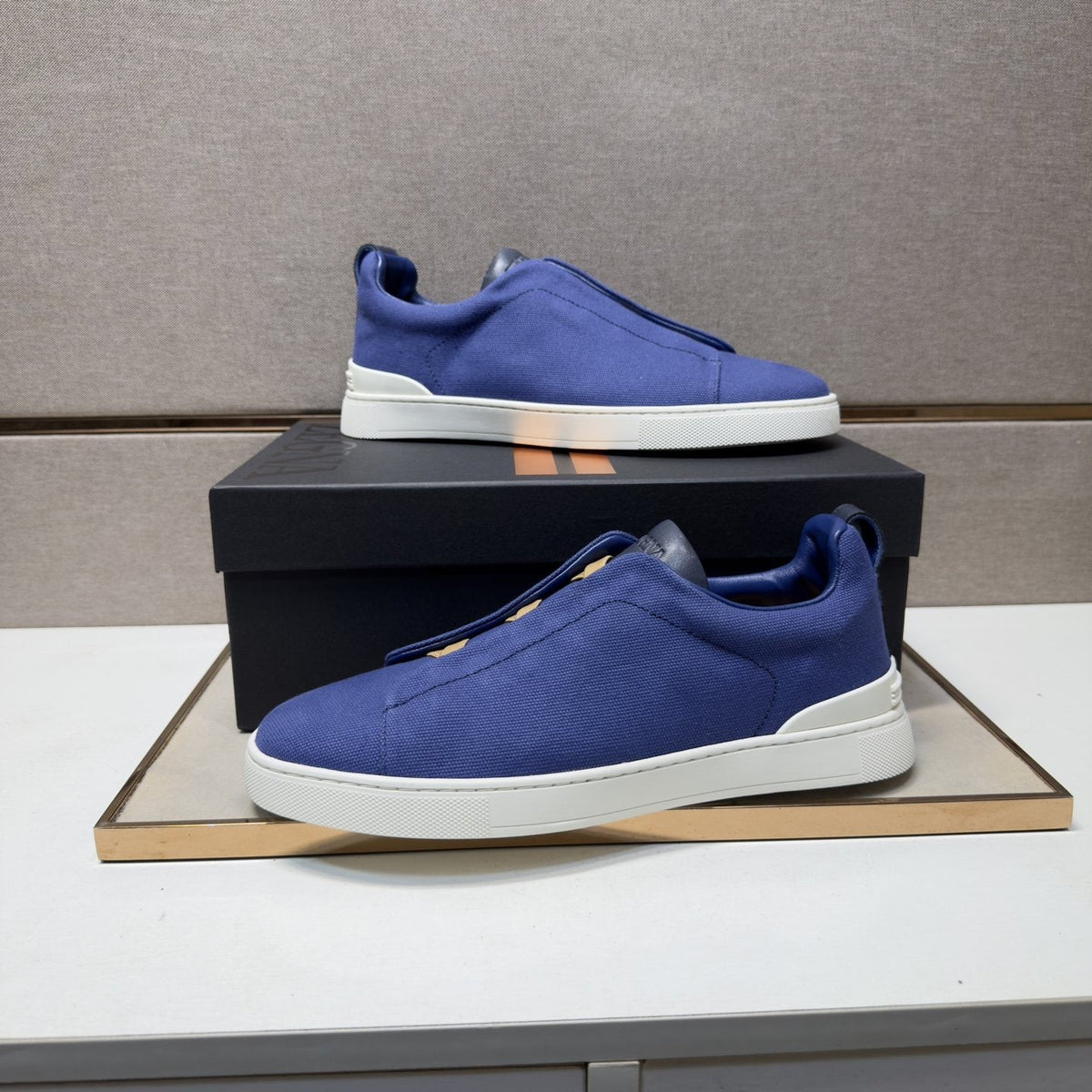 Zegna Men's Tan Accent Low-Top Sneakers