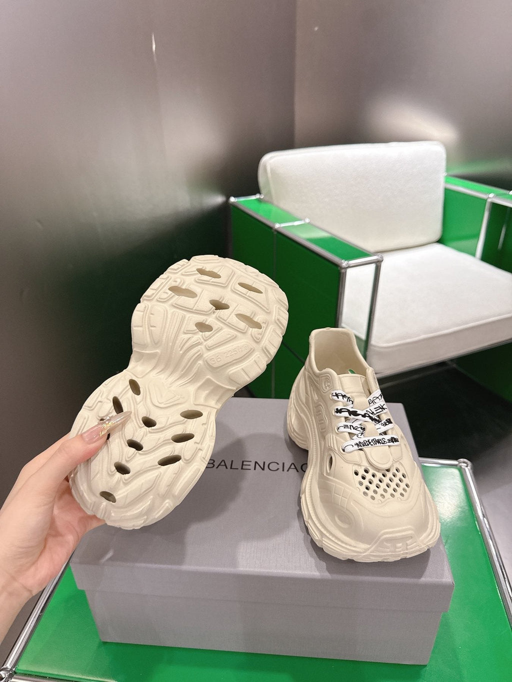 Balenciaga Cream Chunky Sneakers
