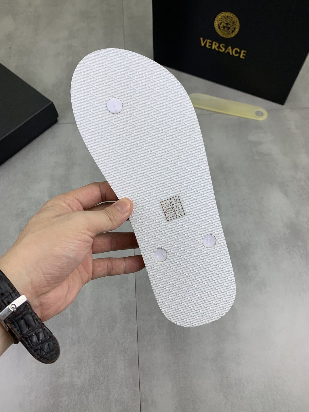 Versace Light Blue Patterned Flip-Flops