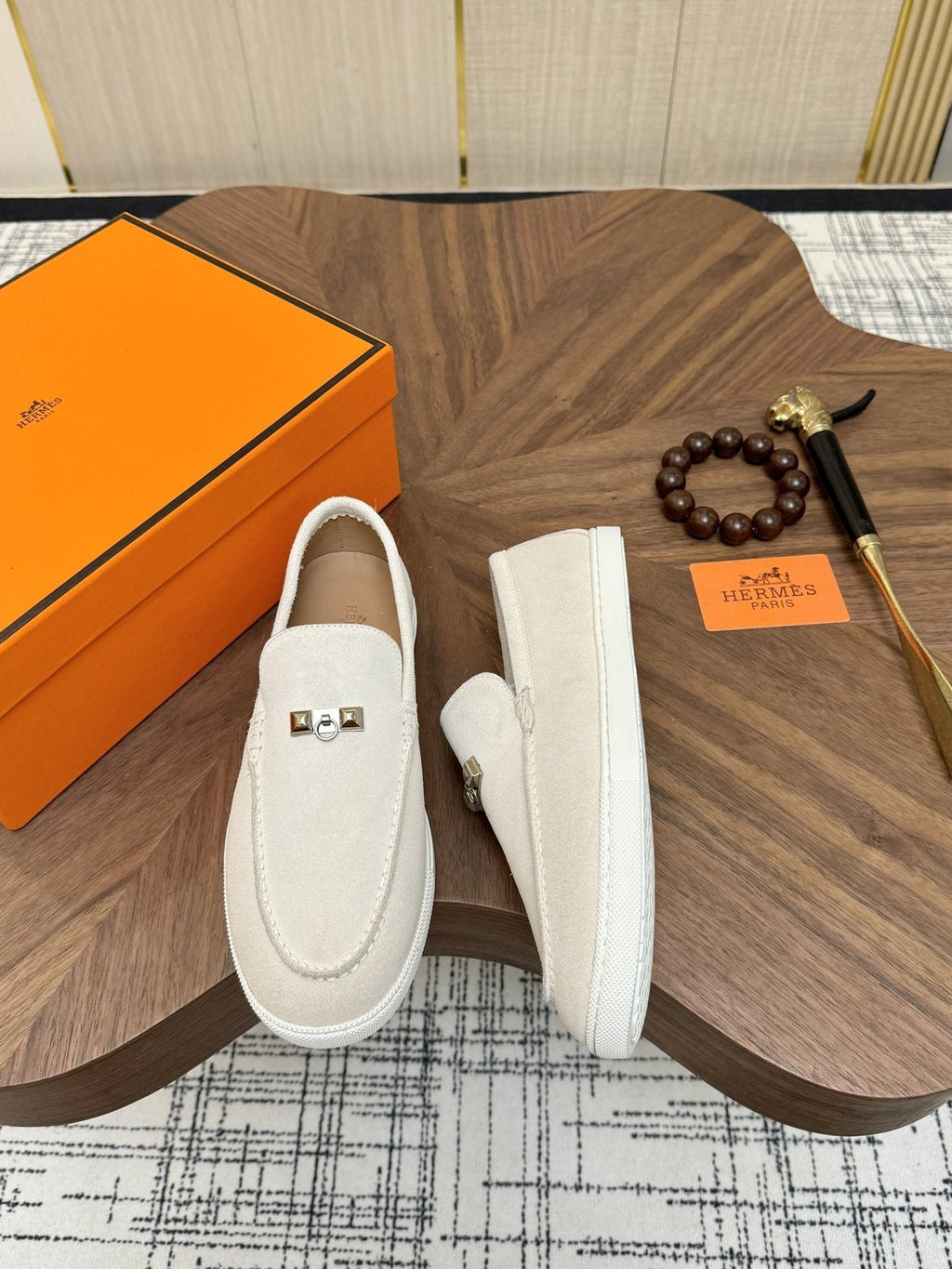 Hermès Navy Slip-On Sneakers