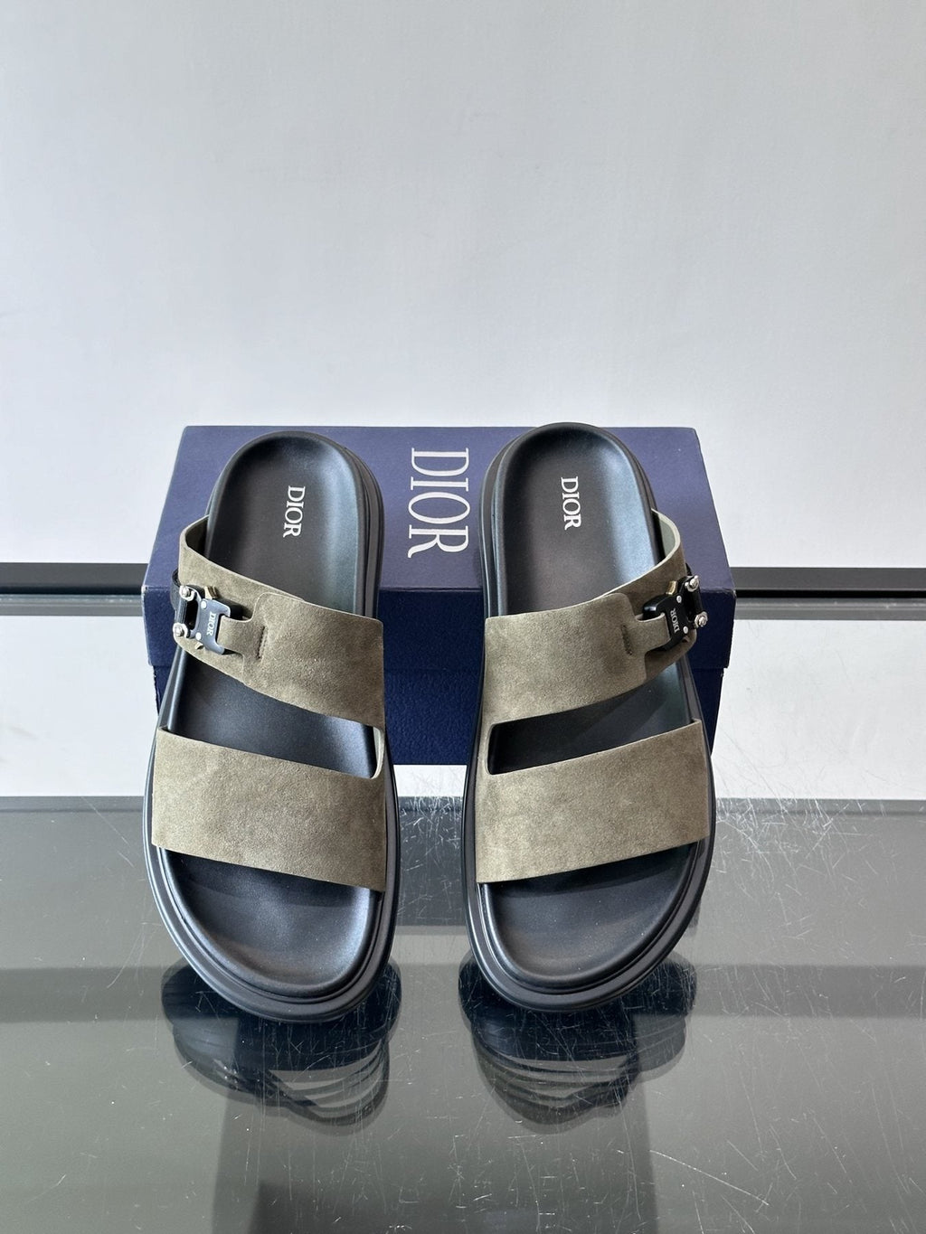 Dior Aqua Two-Strap Slide Sandals