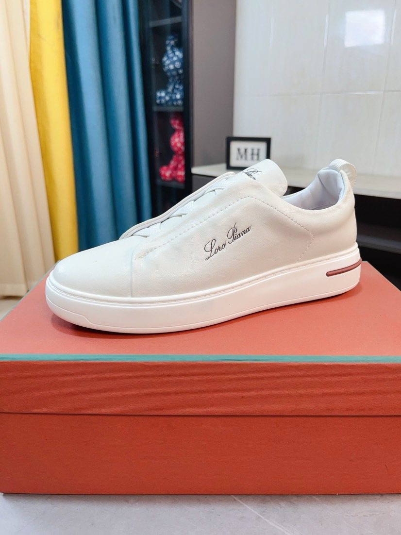 Loro Piana Contrast Stripe Low-Top Sneakers