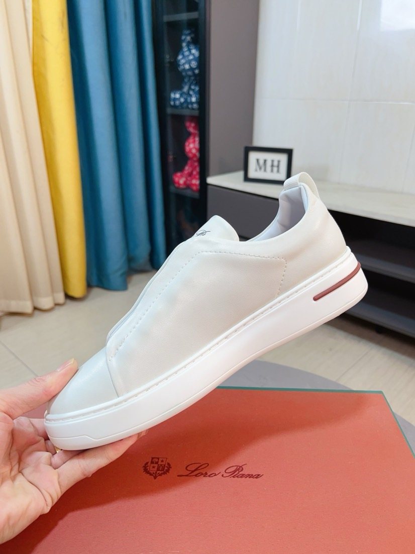 Loro Piana Contrast Stripe Low-Top Sneakers