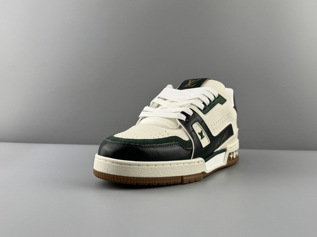Louis Vuitton White, Green & Black Trainer Sneaker