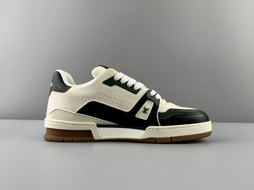 Louis Vuitton White, Green & Black Trainer Sneaker