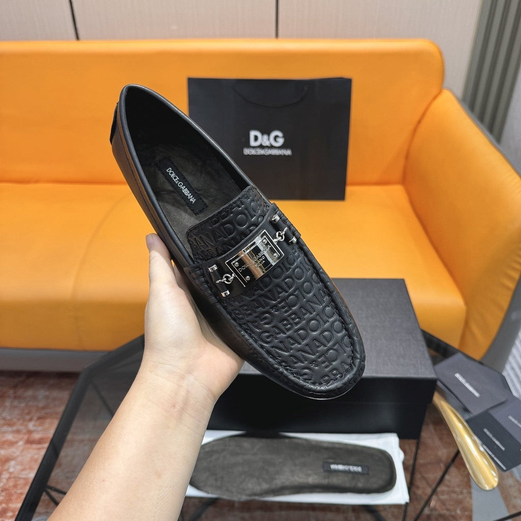 Dolce & Gabbana Embossed Leather Driving Loafers