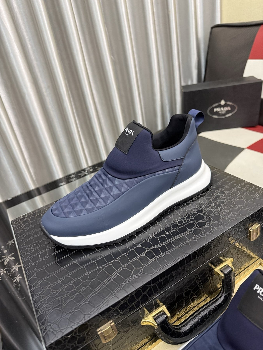 Prada Textured Slip-On Sneakers