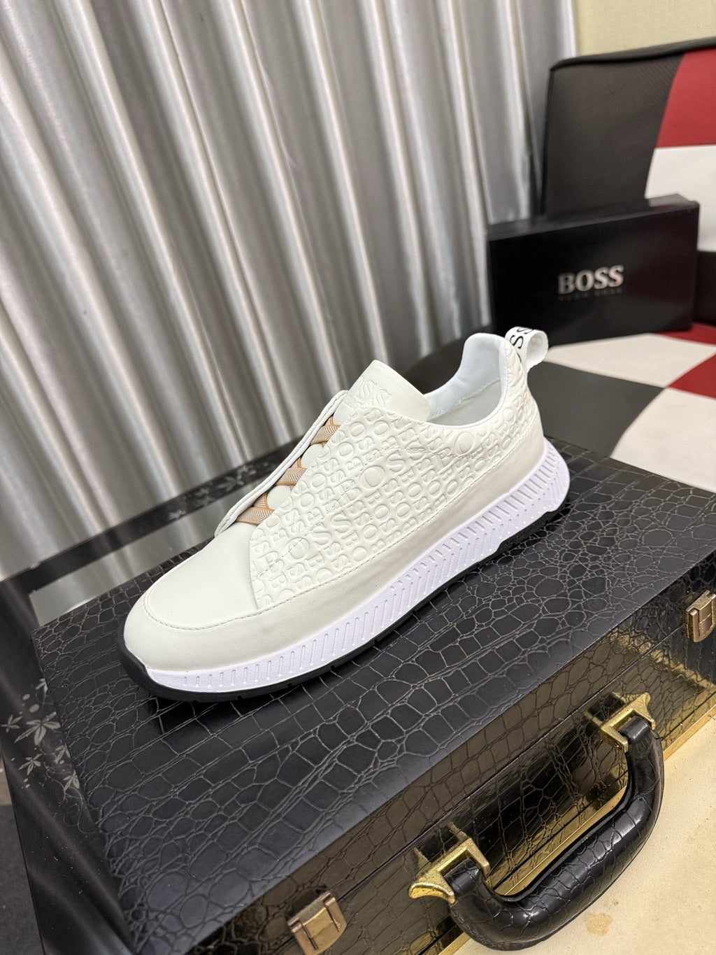 BOSS Men's Textured Slip-On Sneakers
