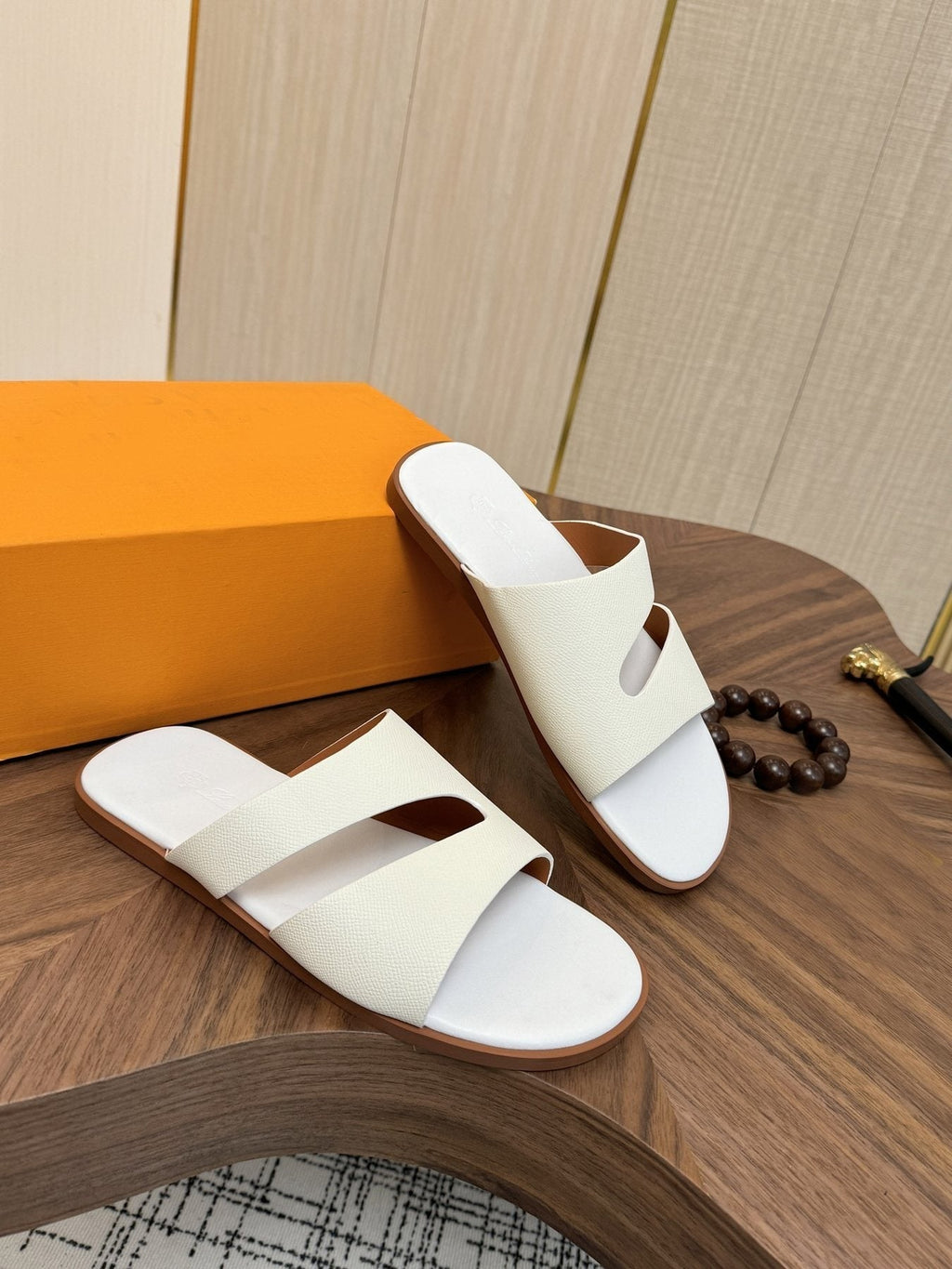 Loro Piana Cross-Strap Slide Sandals