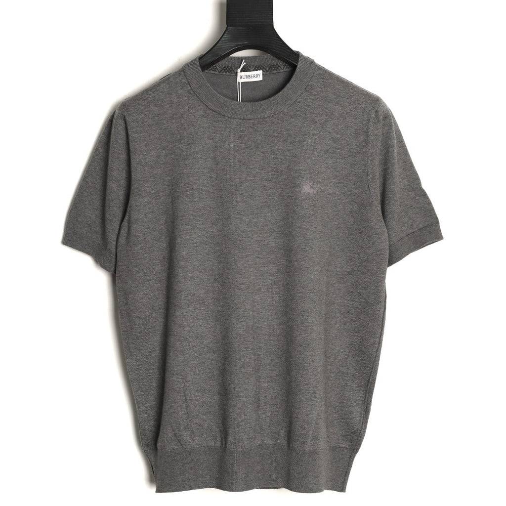 Burberry Equestrian Knight Short-Sleeve Knit Top - Gray