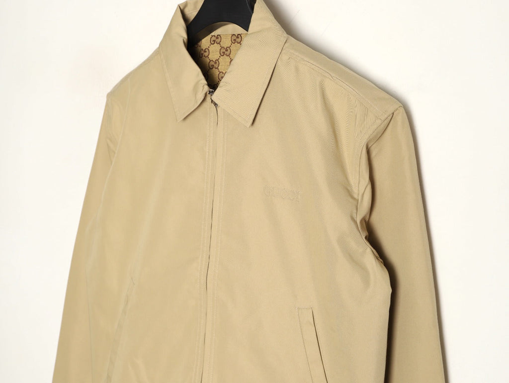 Gucci Beige GUC Chest-Logo Zip Jacket