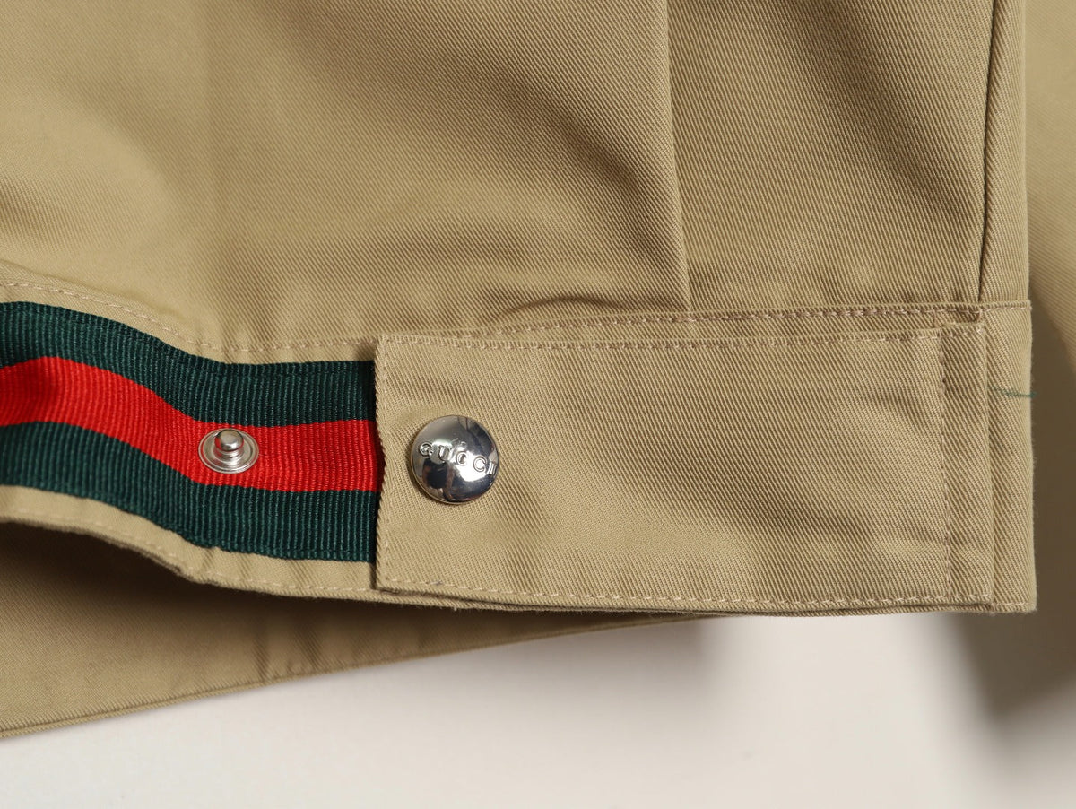 Gucci Beige GUC Chest-Logo Zip Jacket